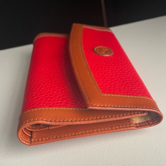 Dooney & Bourke awl Red & Brown Leather Checkbook wallet card holder - Picture 14 of 16